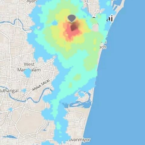 Isochrone map of Chennai