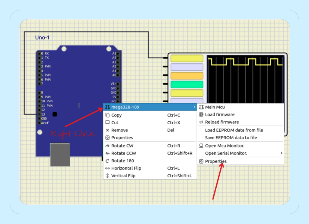 Accessing Arduino Uno properties in SimulIDE