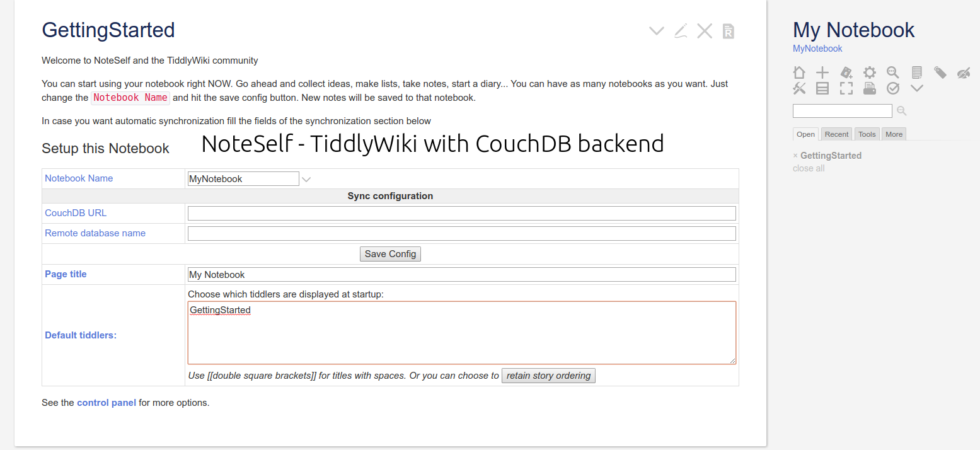 CouchDB settings in NoteSelf.