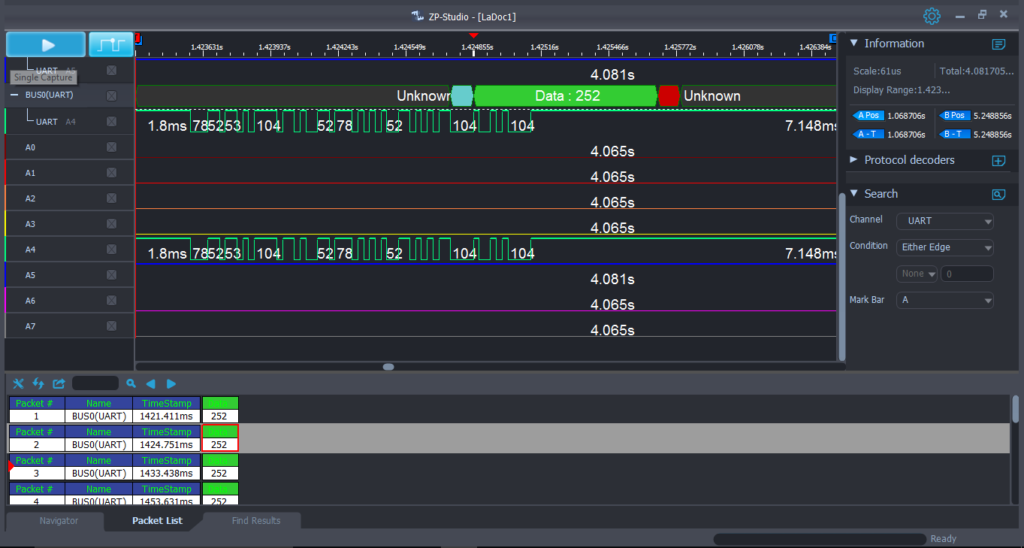 Result of UART packet captured