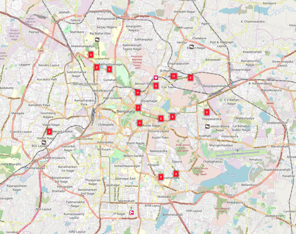 Map of currently mapped cameras of Bangalore