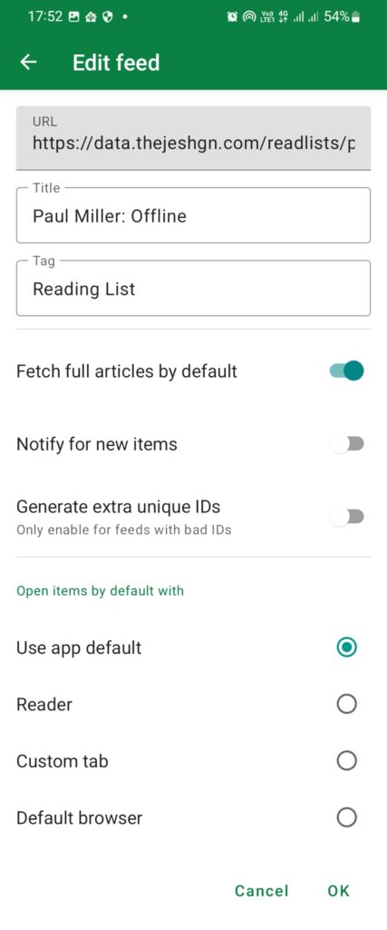 Subscribing in Android Feeder App