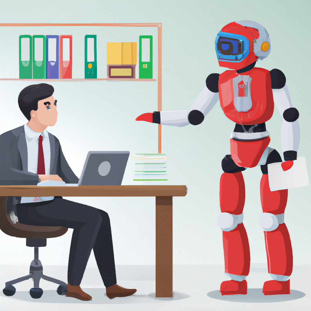 AI Prompt  "A human intern is competing with an Artificial intelligence intern at the office." 