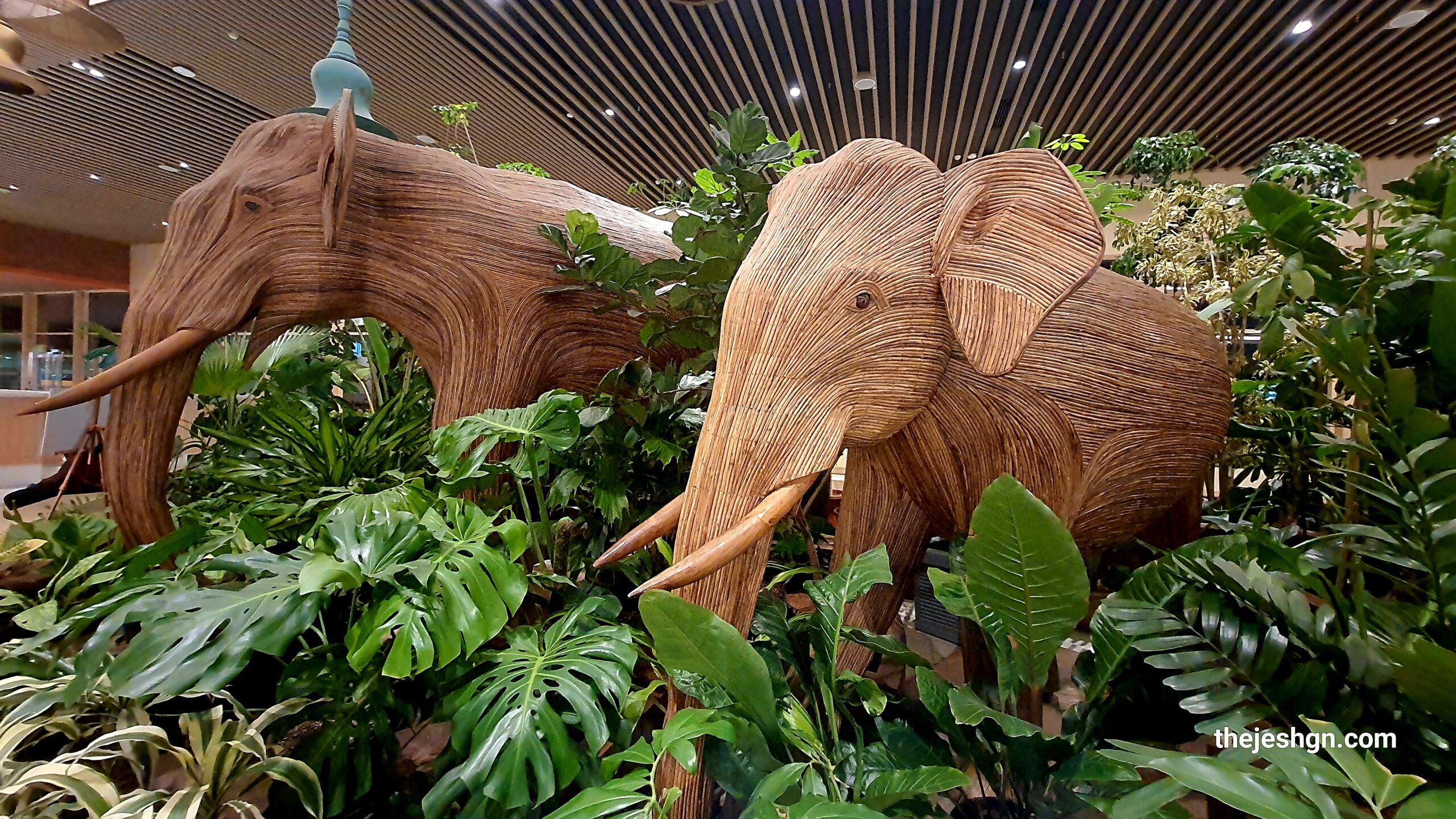 Elephant statue made up of Lantanas at Kempegowda International Airport Bengaluru.